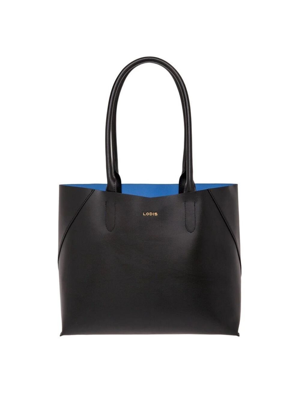 Lodis Blair Cynthia Black leather with blue interior medium  Tote bag